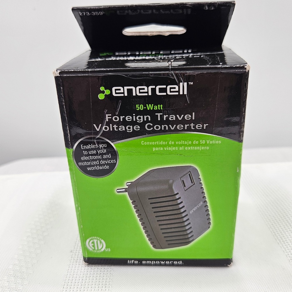 Enercell 50 Watt Foreign Travel Voltage Converter 220V to 110V Tan 273-359